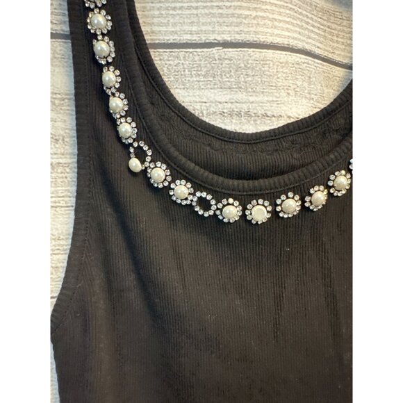 Alice + Olivia Kori Pearl Embellished Ribbed Tank Tops Size S - Picture 6 of 7